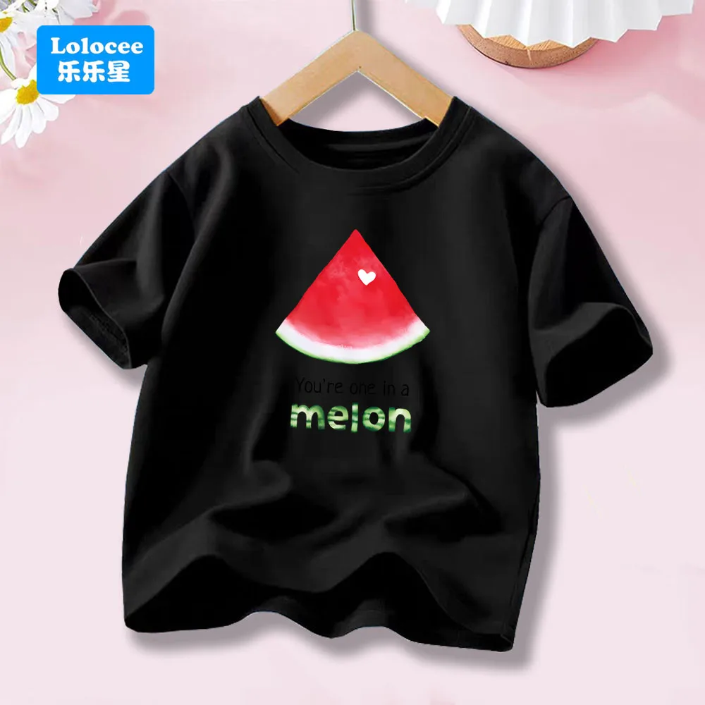 الفتيات تي شيرت موضة الفاكهة البطيخ طباعة الاطفال تي شيرت الصيف لطيف قصيرة الأكمام تي شيرت كامل الملابس XG1