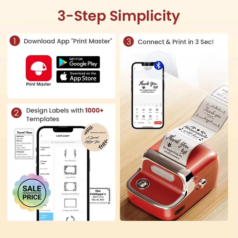 [Nuova versione] Stampante per etichette M150 Mini stampante termica Bluetooth Wireless 20-50mm Etichettatrice per l'organizzazione domestica della scuola