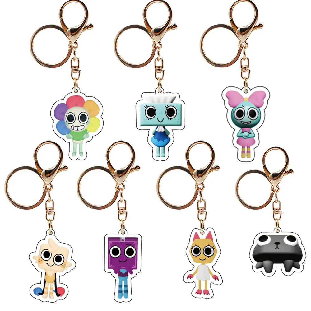 Acrylic Cute Keychains for Bag Charm Anime Game Dandys World Car Key Chain Accessories Doll Keyring Mens Gifts Couple Matching