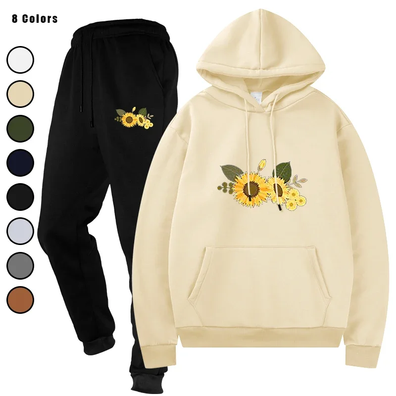 

Men Tracksuit 2 Pieces Sets Drawstring Pants Running Sportswear Male Hoodies Autumn Hooded Sportwear