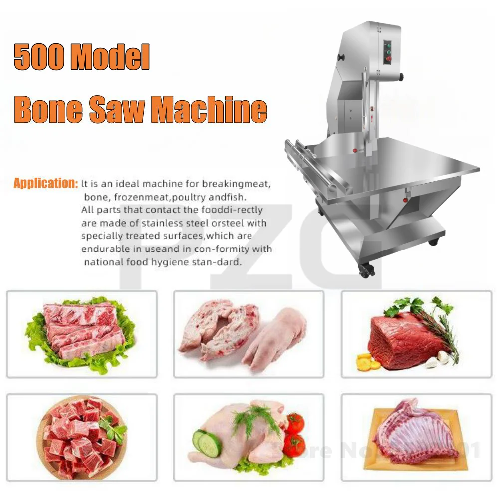 Vertical 500 Movable Table Electric Bone Saw Machine 2000w Meat Bone Saw Cutting Machine Chicken Beef Frozen Bone Sawing Machine