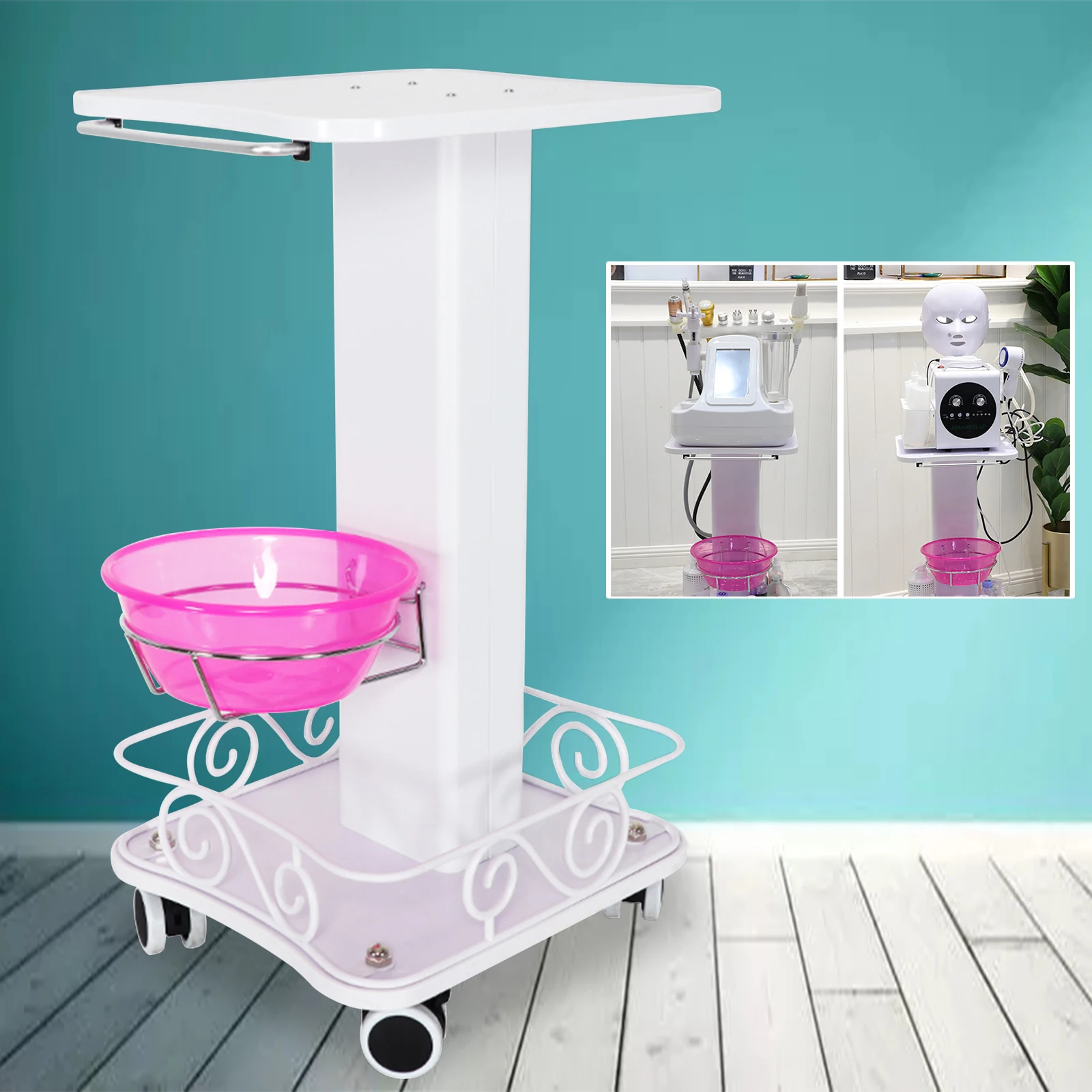 Beauty Salon Trolley Cart with Wheels and Large Storage Fence,Multil-Function Mobile Salon Spa Service Instrument Hairdressing