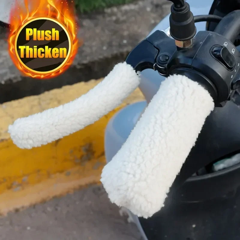 Simulated Plush Grip Glove Motorcycle Handle Cover For Winter Thick Warm Handle Gloves Covers Universal Scooters Hand Warmer