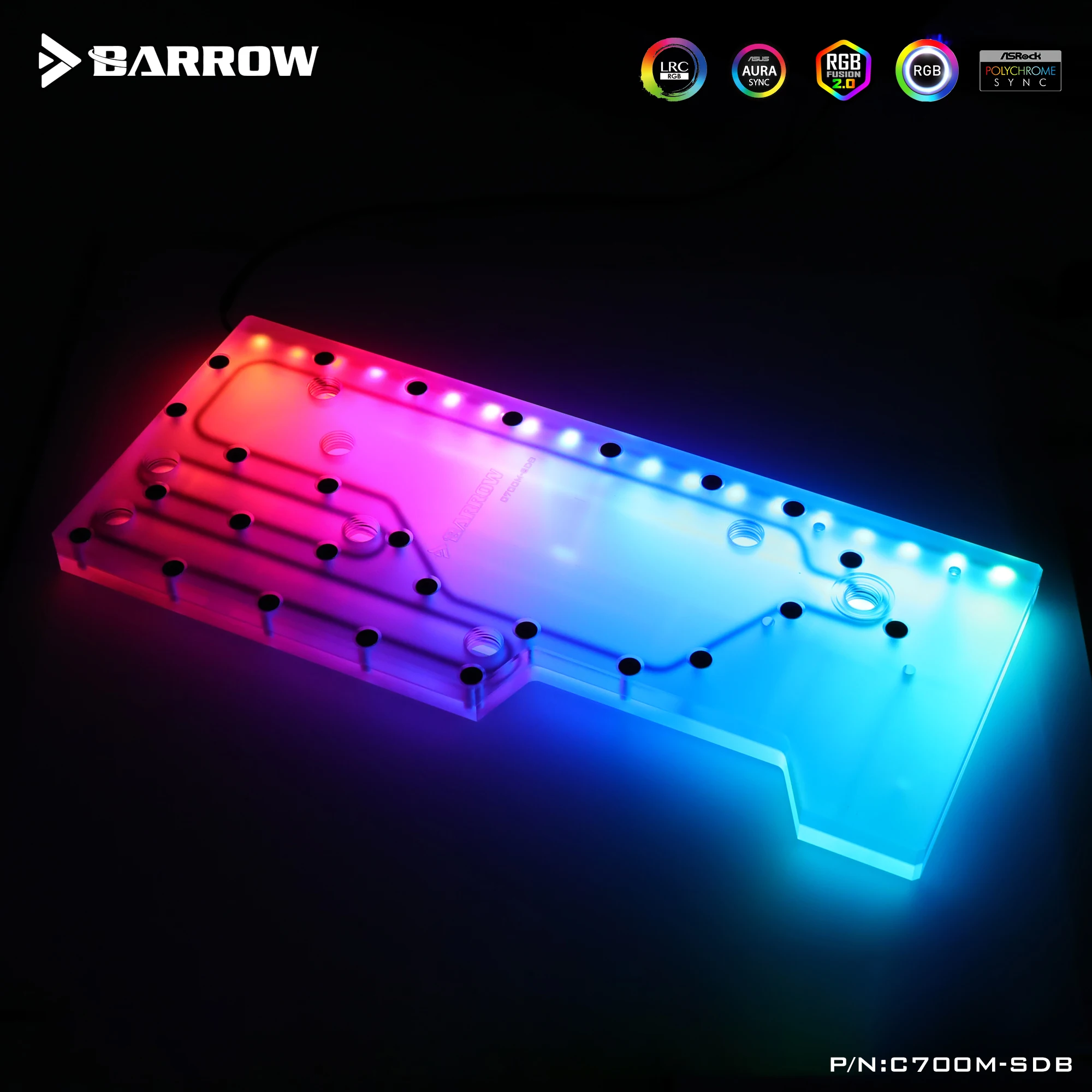 Barrow RGB Liquid Water Cooling Waterway Distro Plate Reservoir for Cooler Master C700M Chassis C700M-SDB