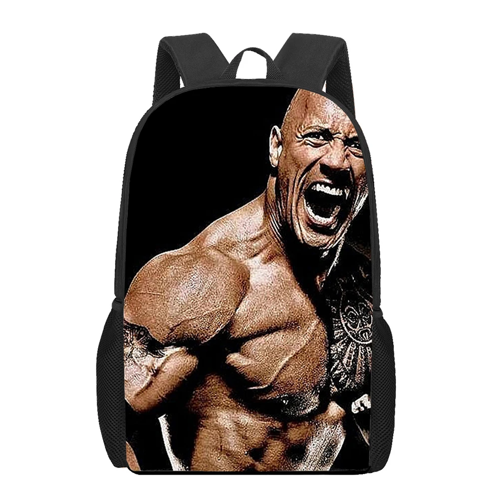 Dwayne Douglas Johnson tas sekolah pola 3D, ransel hadiah anak lelaki perempuan kasual remaja harian