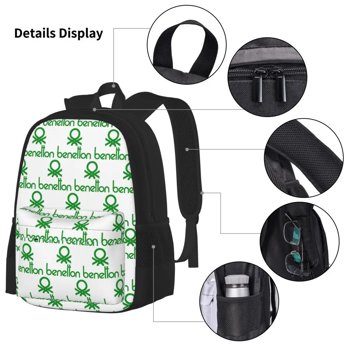 United Colors Of Benetton Backpacks Kids Bookbag School Bags Rucksack Lunch Bag Pen Bag Three-Piece Set view 3