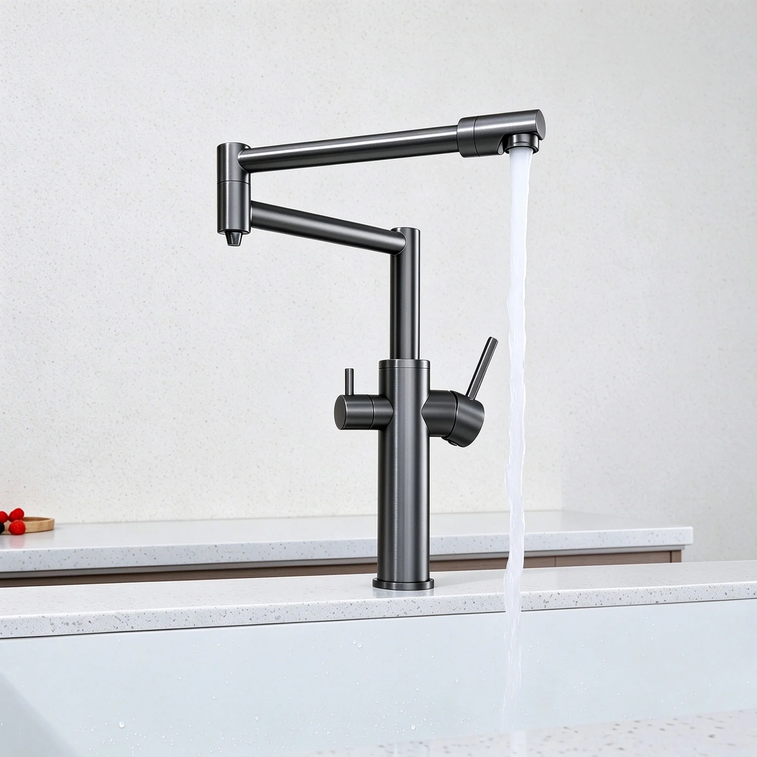 3-in-1 Water Purifier Kitchen Sink Faucet Solid Brass Foldable Rotating Pull Down Faucet Dual Separate Water Channels Pure Water