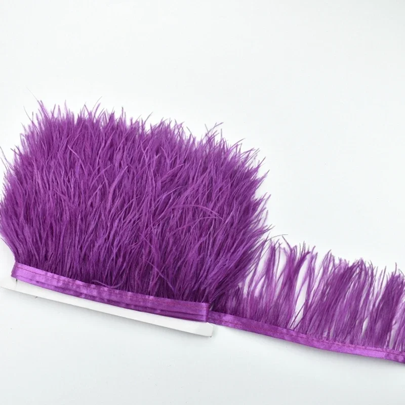 Piume di struzzo colorate da 1 metro su nastro Nastro con frange Trim 8-10 cm Finiture per cucire Frette Piume bianche Abiti da sposa