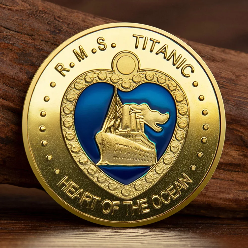 1895-1999 R.M.S Titanic Gold-plated Commemorative Coin Heart of The Ocean Collectible Coin Titanic Small Gift