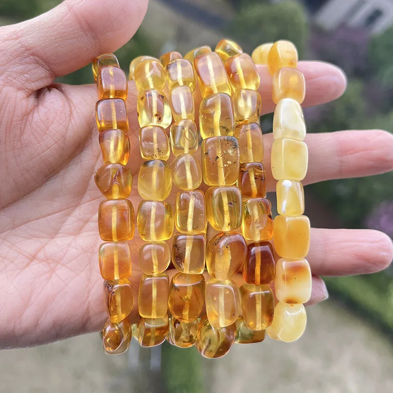 Original Amber Bracelets for Unisex New Genuine Irregular Beads Natural Black Medical Green Healing Jewelry Factory Unique Gift