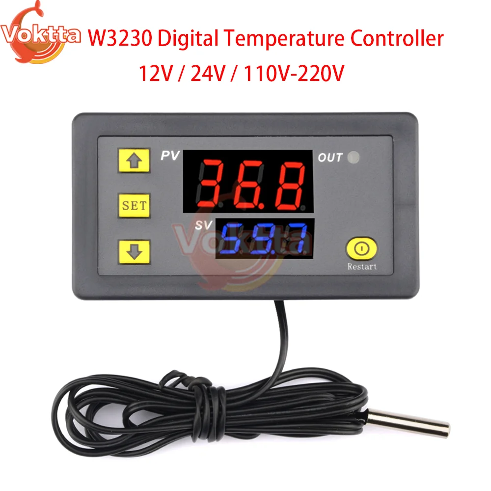 W3230 Digital Temperature Controller Thermostat Regulator Switch Sensor 12V 24V 220V Heating Cooling Control Thermoregulator