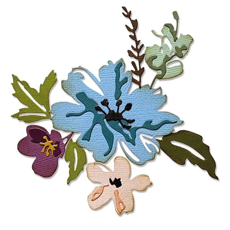 2023 New Brushstroke Flowers Metal Cutting Dies Spring Plant and Leaves Die Scrapbooking For Crafts Card Making no Stamps Sets