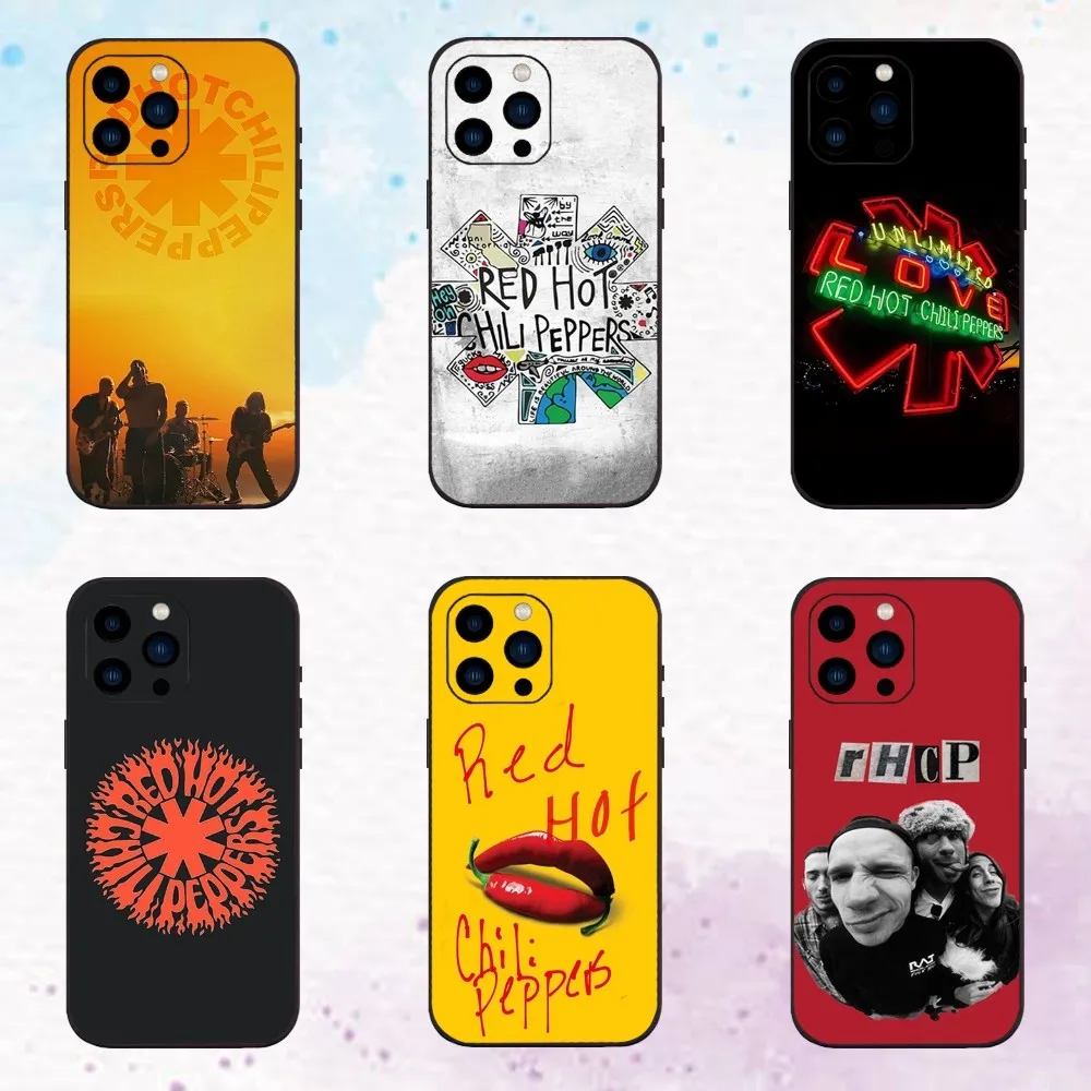 Band Red Hot C-Chili P-Peppers RHCP  Phone Case  For iPhone 11 12 13 14 15 Pro Max Mini Plus XS XR X Black Silicone Soft Case