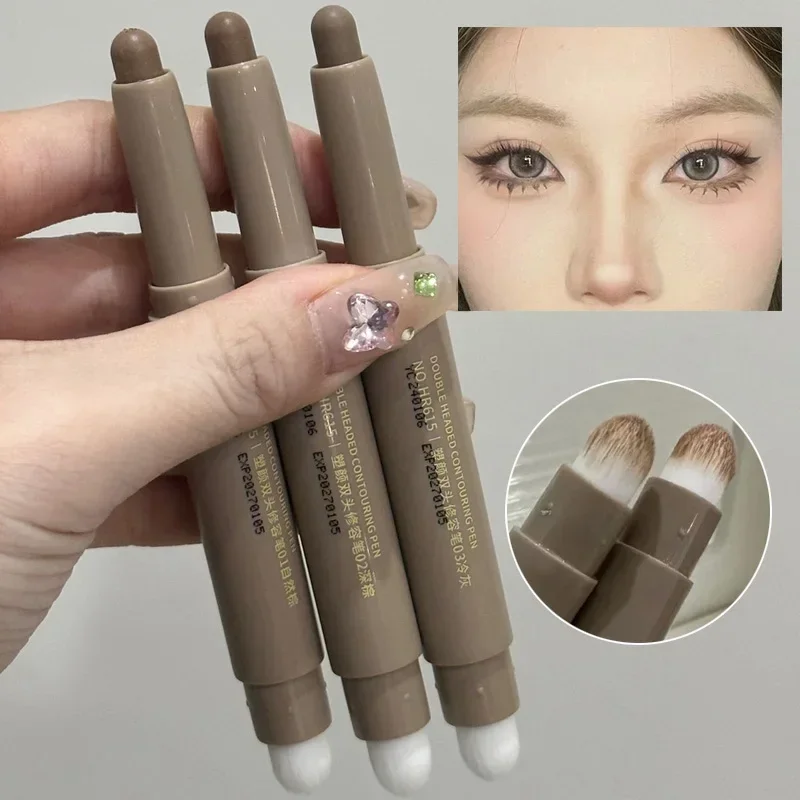 Nose Shadow Bronzer Contouring Makeup Pen Natural Grey Brown Three-dimensional Face Matte Shadow Cream Contour With Brush Makeup