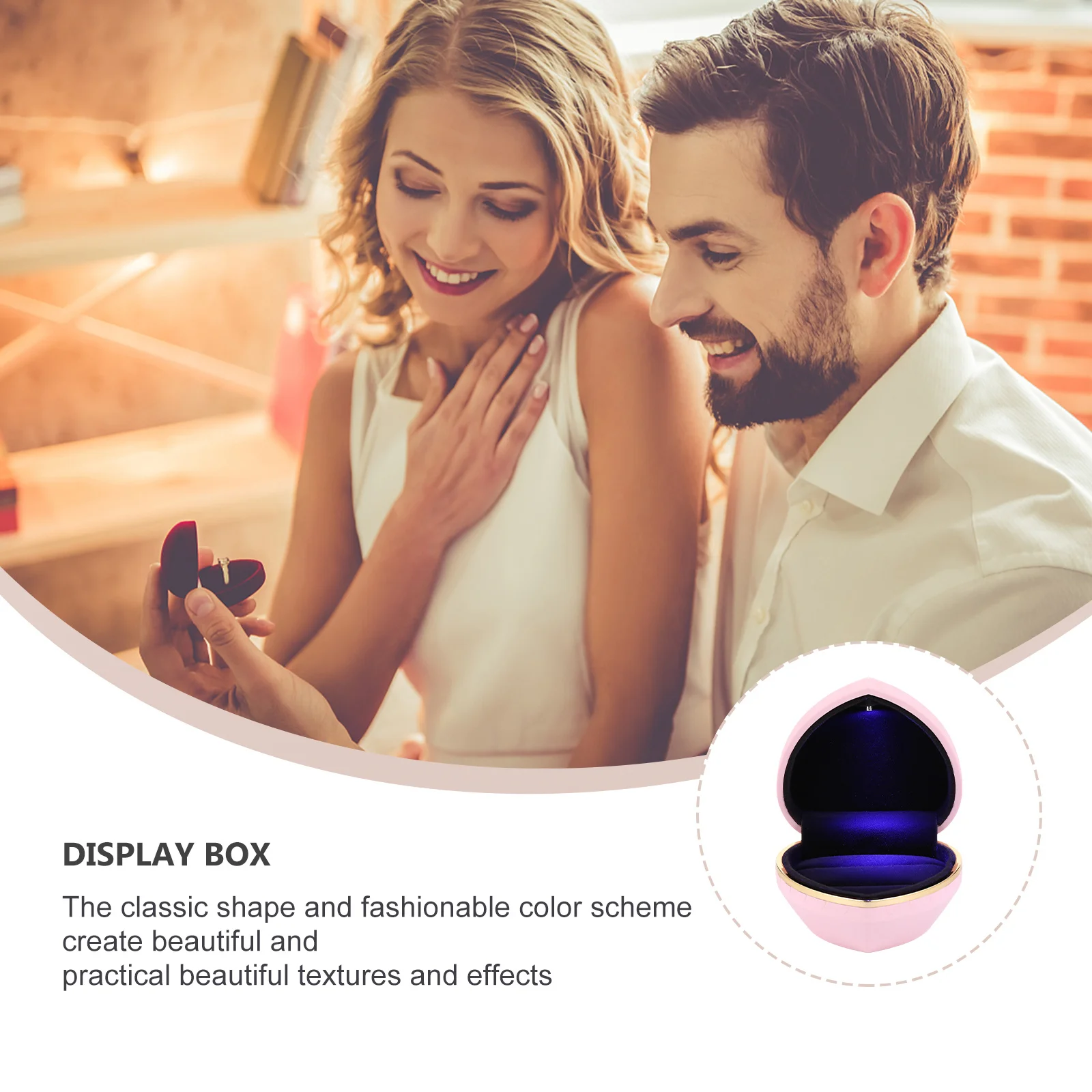 1Pcs Heart Shape LED Lighted Jewelry Box Ring Storage Case Wedding Engagement Gift Jewelry Box Ring Storage Case