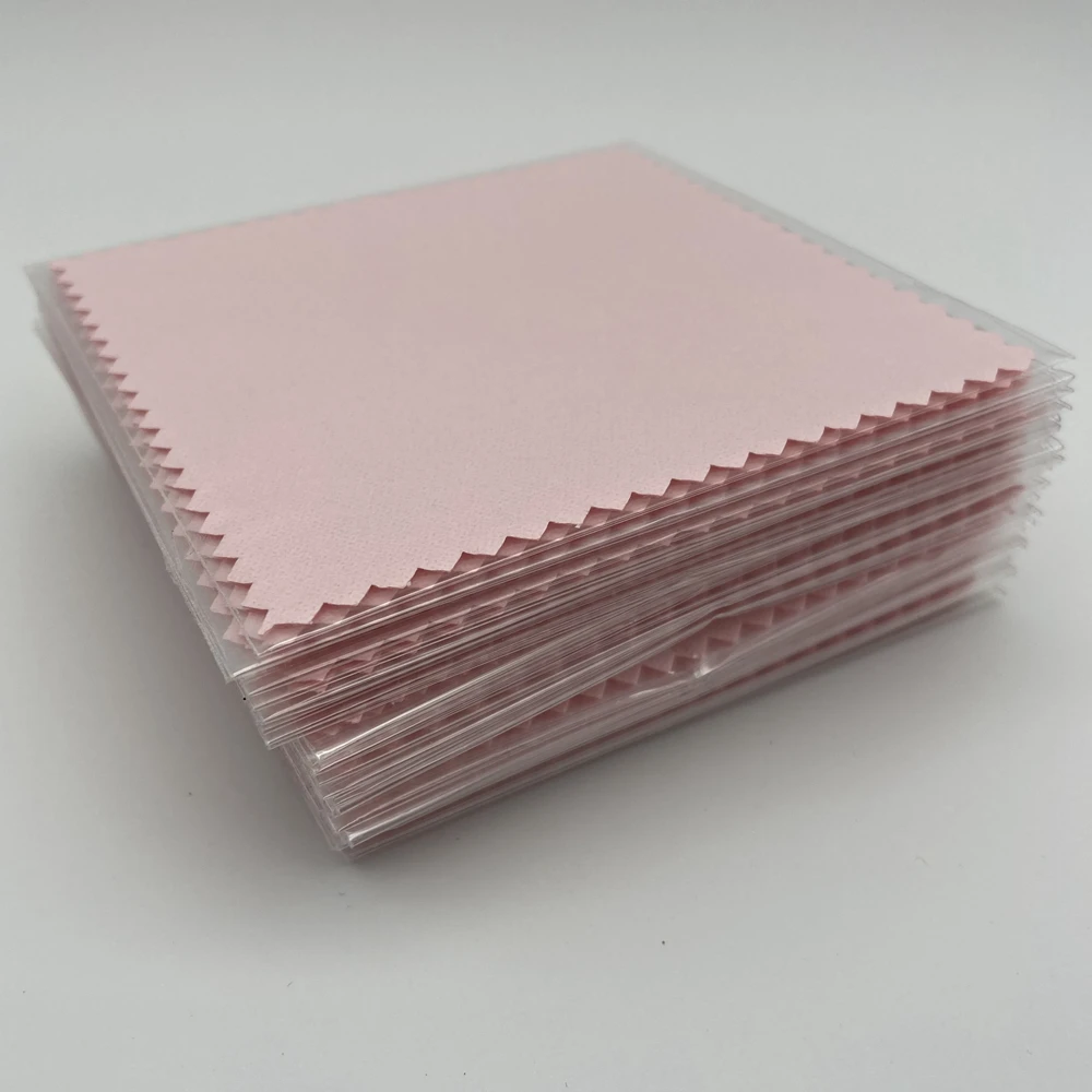 50PCS 8X8CM Silver Polish Cloth Cleaning Wiping for Jewelry Opp Bags Individual Packing Suede Fabric Material