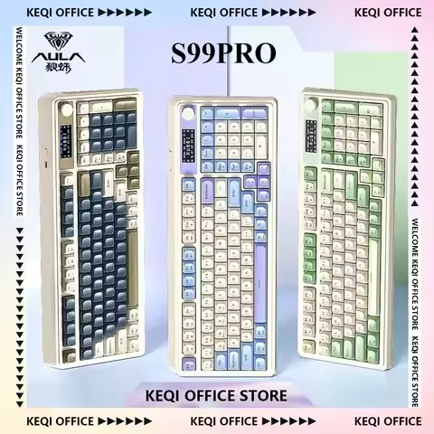 Aula S99pro Keyboard Three Mode Wireless RGB Multifunctional Knob Smart Screen Ergonomics Custom Gaming Keyboard PC Accessories