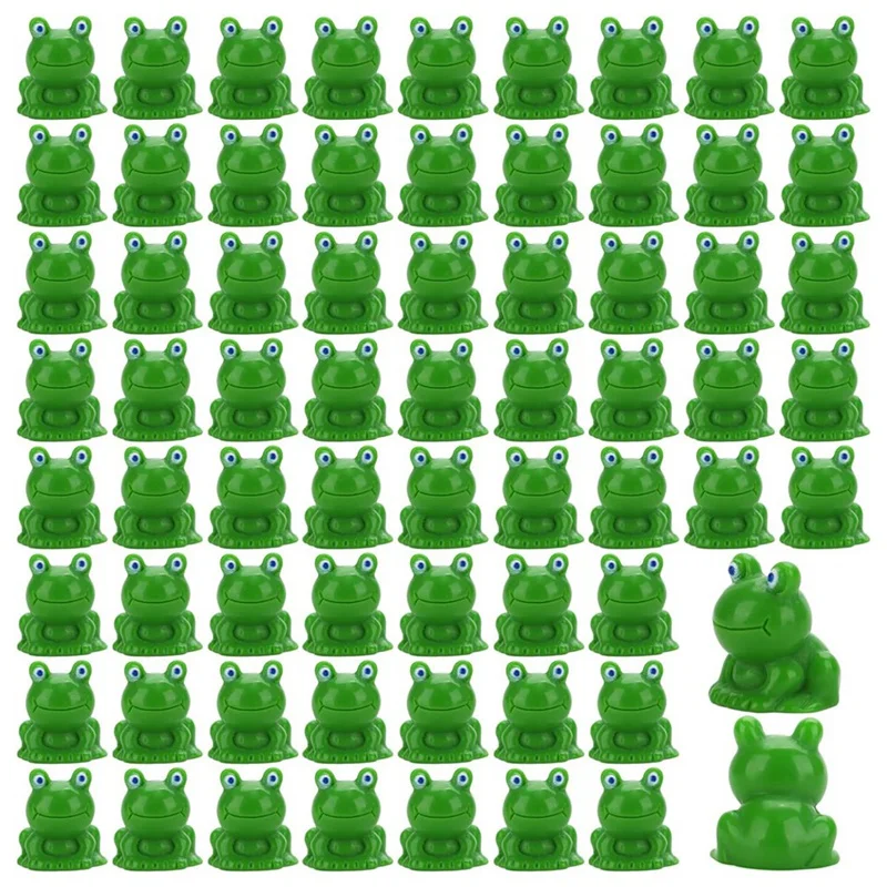 SEWS-80Pcs Mini Frog Garden Decor Tiny Green Frog Resin Figurines Miniature Outdoor And Home Decor