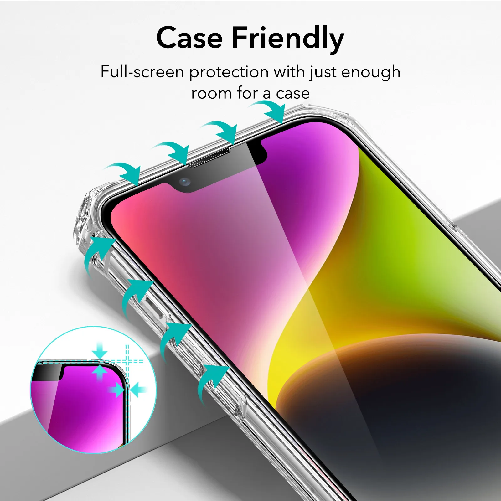 ESR Armorite Screen Protector for iPhone 14 Glass for 13 Pro Max for iPhone 13 Pro With earpiece dust Protection Black Edge Film