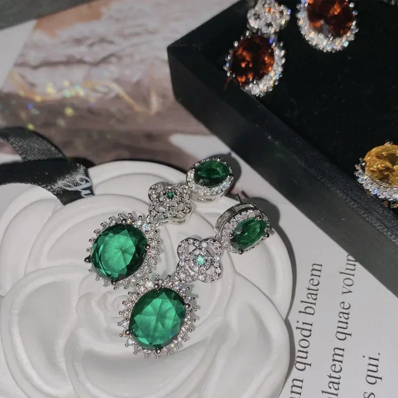 MDL مويسانيتي Styl.الشرق الأوسط الأميرة سوار الزفاف 18K مطلي أقراط الزمرد 4 قطعة مجموعة الزفاف