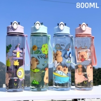 800ML Kids Water Sippy Cup Creative Cartoon Cup with Straws Leakproof Water Bottle Outdoor Portable Children's Plastic Water Cup