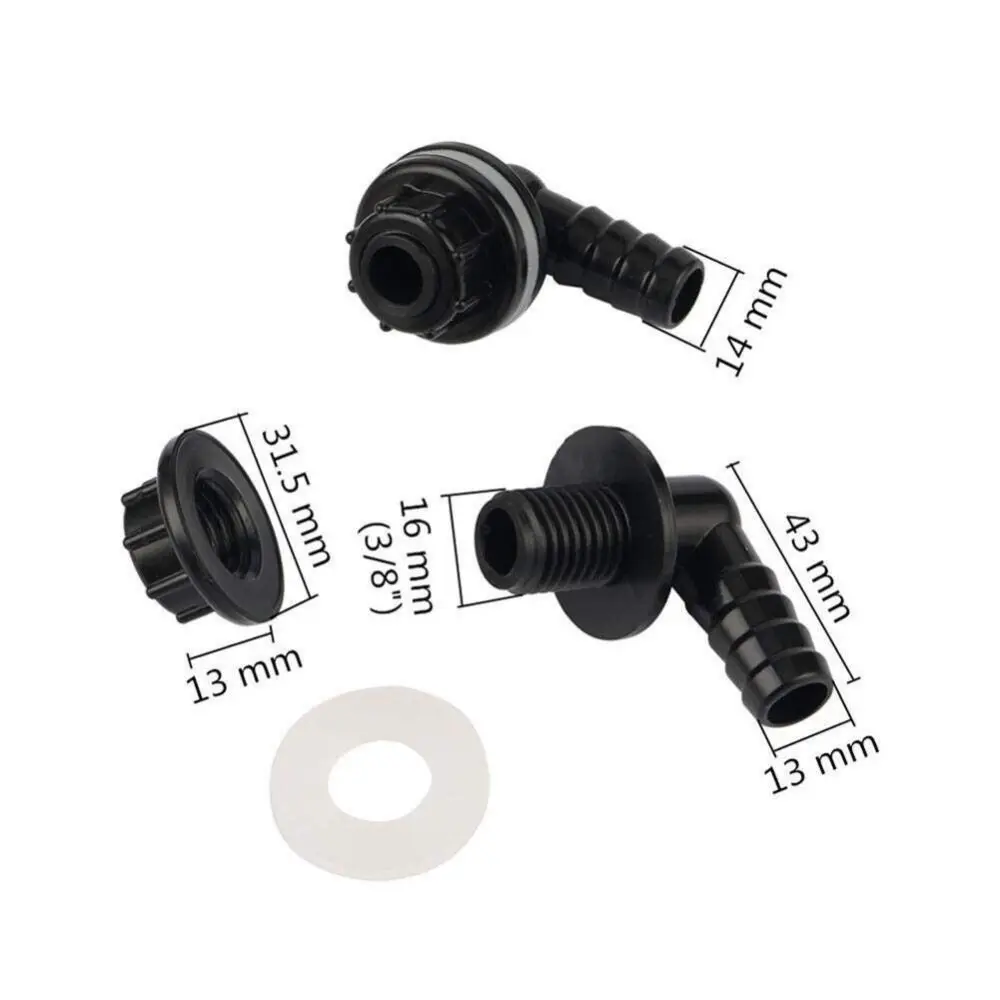 Durable Plastic Small Drainage Connector Black Drainage Water Changing Fitting Elbow Connector Watering Equipment Water Tank