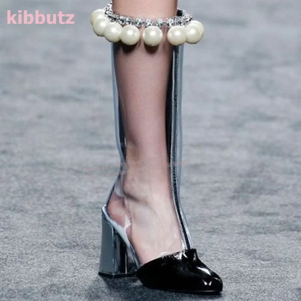 

Розовые сапоги до колена с полым квадратным каблуком, круглым носком, боковой молнией, эластичная роскошная кожаная однотонная модная сексуальная обувь для подиума