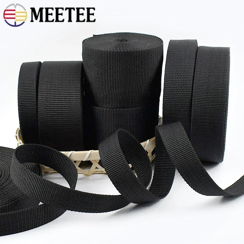 5/10Meters Black Polyester Webbing Band for Strap Backpack Pet Collar Ribbon Tapes DIY Belt Bag Garment Bias Binding Accessory