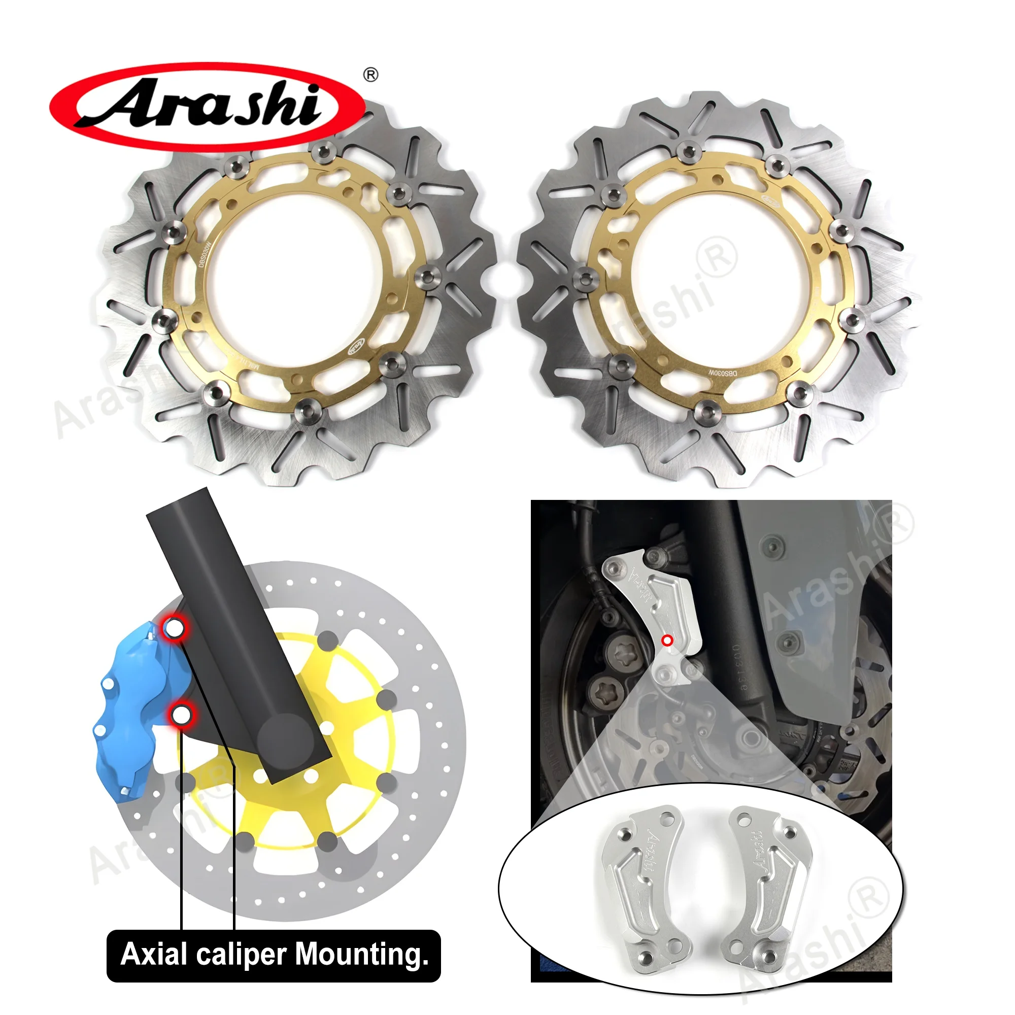 Arashi 298mm Oversize CNC Front Brake Disc Rotors For YAMAHA XP
