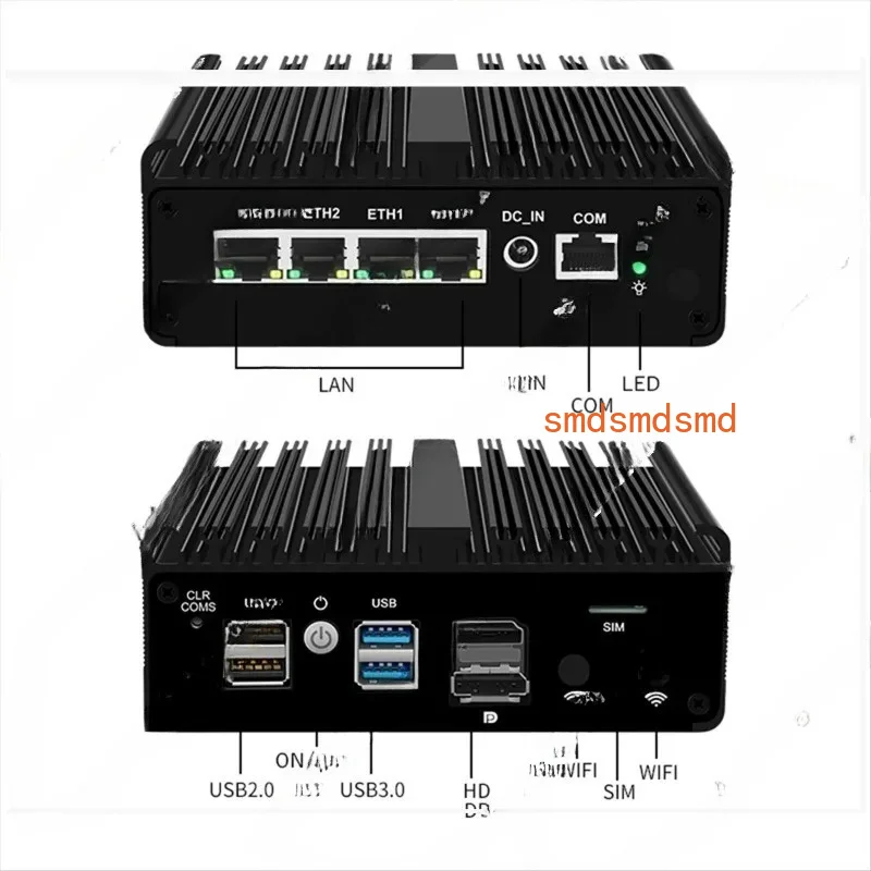 Industrial PC J6412 Fanless Quad Network 2.5G Soft Routing Ikuai Mini Computer