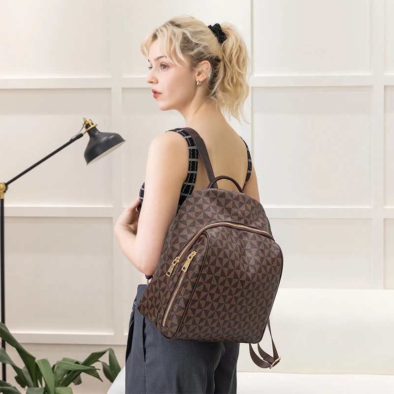 2025, modischer brauner Rucksack für Reisen, Damenrucksack