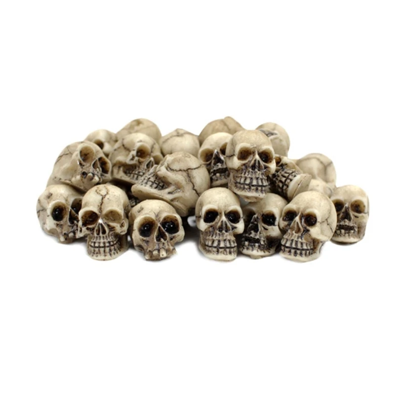 

H55A Resin Skull Figurines Set of 40 Mini Decor for Home and Garden Accent