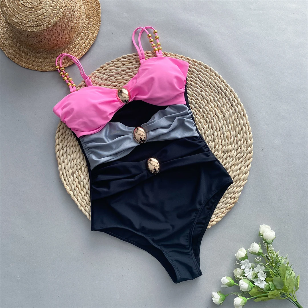 S - XL Sexy, mit Ausschnitten und Knoten versehener Rock, einteiliger Badeanzug, Damen-Badebekleidung, Damen-Badeanzug mit Falten, Badeanzug, Modell V5423. – Detail 12