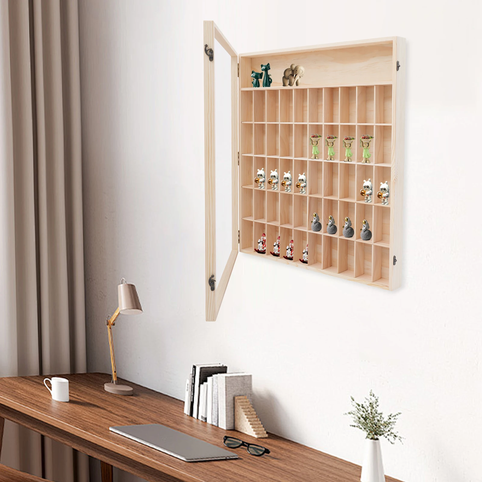 

Wooden Display Case, Display Case for Minifigures Action Figures, Display Cabinet