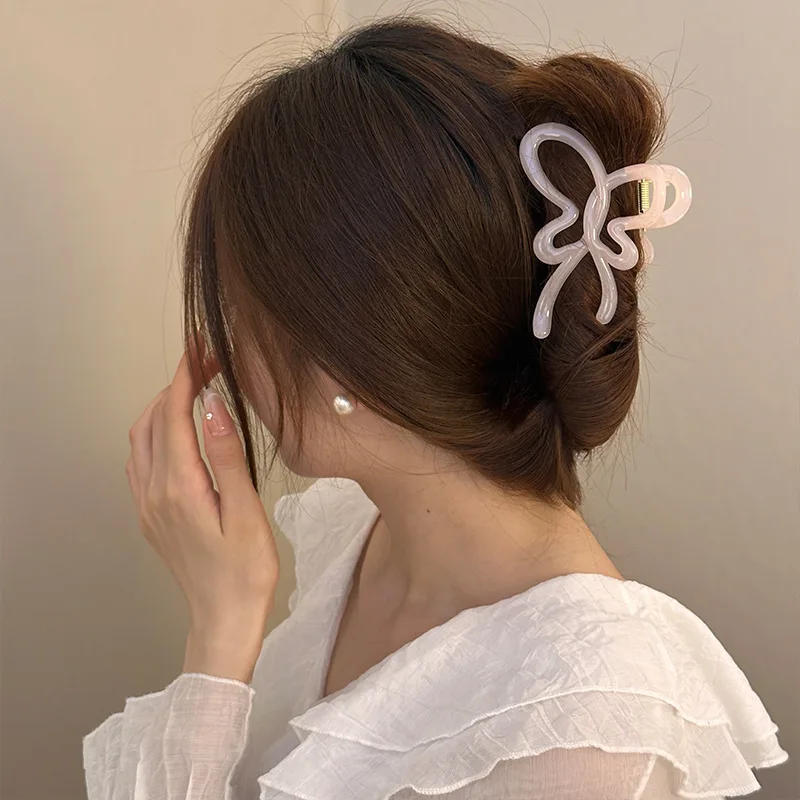 Sweet Bow Butterfly Large Hair Claw Crab Clip Accessories For Women Jelly Acrylic Ponytail Hair Clamp Hairpins Barrette Headwear