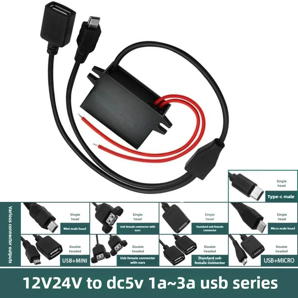 

12V24V to 5V 3A MiniUSB Micro USB Male Female Type-C Converter Power Supply