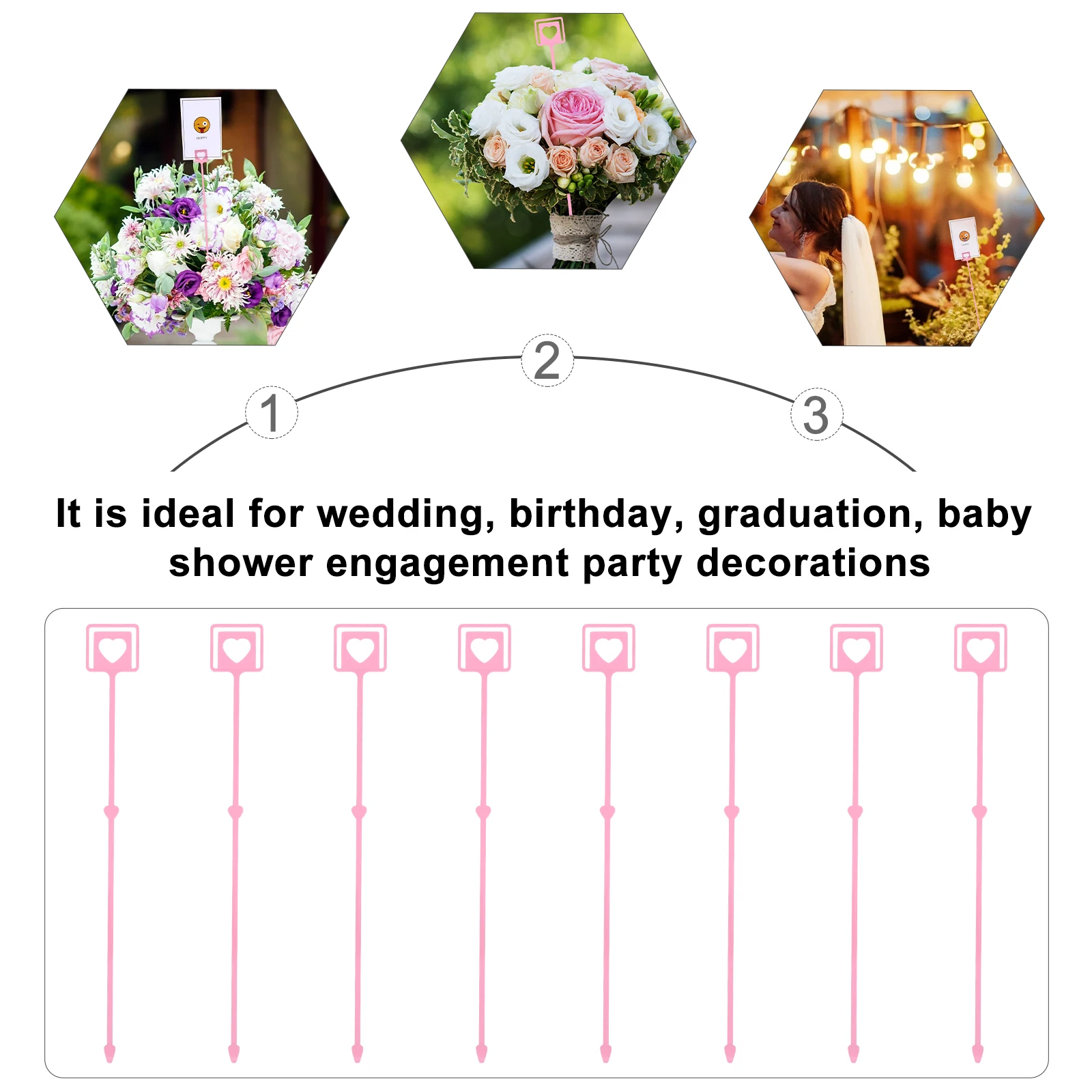 

50PCS Plastic Flower Insert Arrangement Bracket Place Card Holder for Wedding Birthday Decorations Floral Supplies