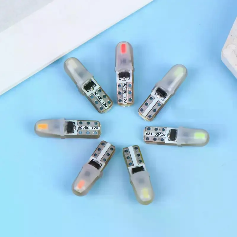 

10pcs T5 LED Bulb 3014 2SMD Super Bright Car Interior Dashboard Instrument Lamp Silicone Auto Side Wedge Light