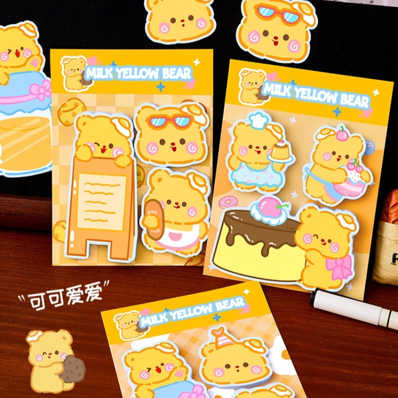 Gif Sticky Note Student Portable Note Custard Bear Message Post High Ooking Bear Combination NTimes Sticker Memo Pad  Stationery