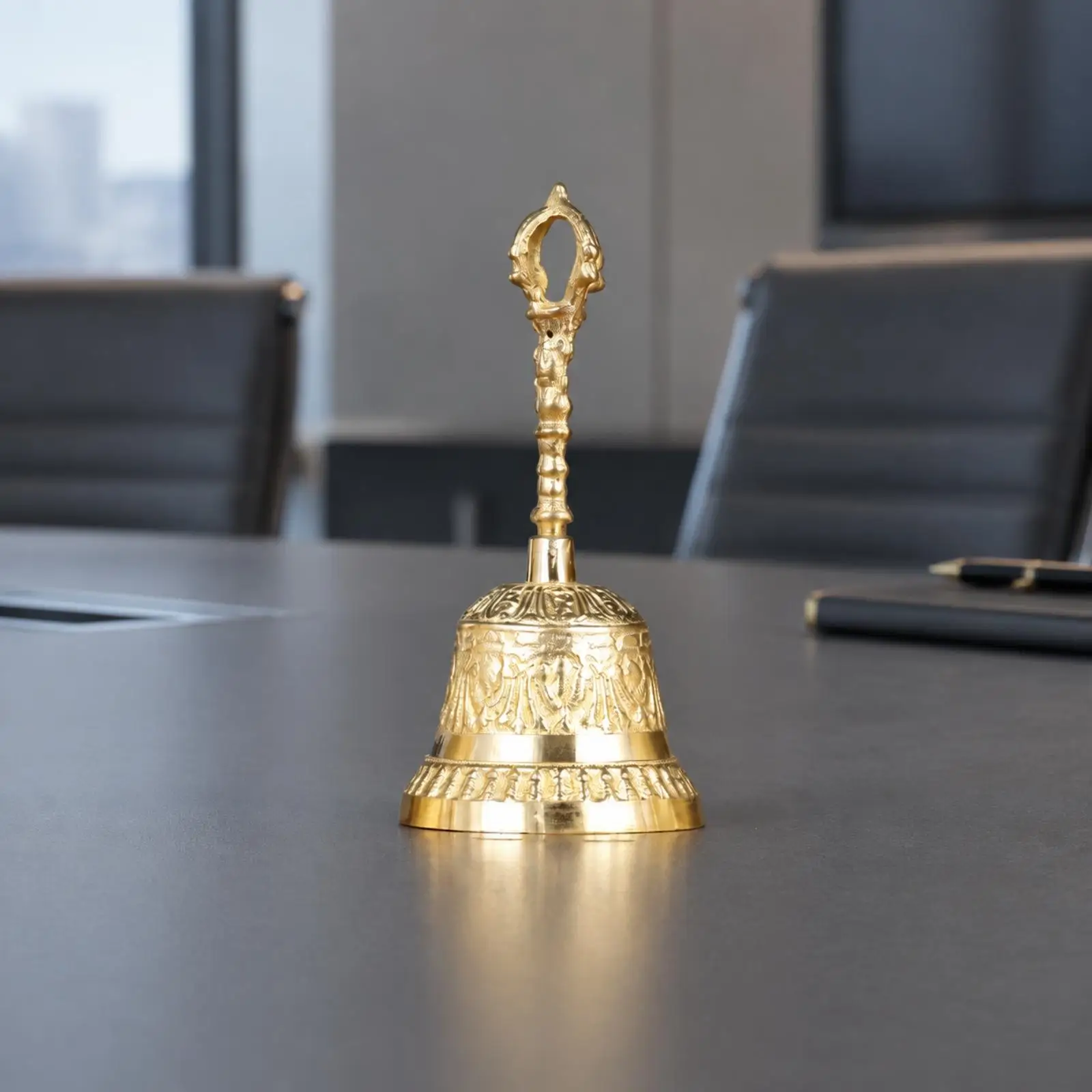 Handheld Brass Bell with Clapper for Announcements Meetings Ceremonies and Themed Stage Props