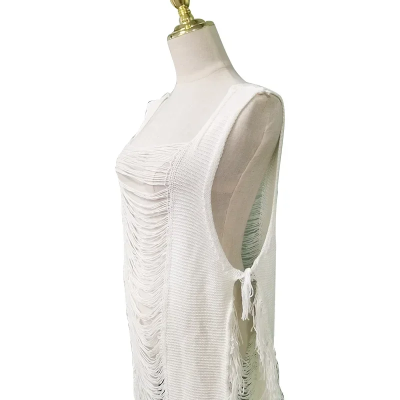 속이 빈 민소매 출산 비치 드레스 사이드 슬릿 임신 사진 비치 드레스