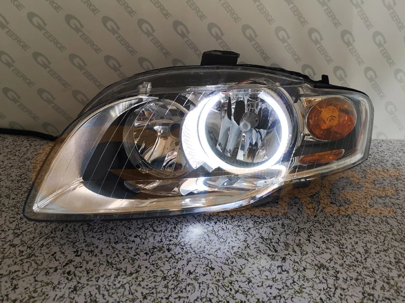 Do Audi A3 8PA A4 S4 RS4 B7 Ultra jasny dwukolorowy przełącznik światła dziennego kierunkowskaz Smd Led Angel Eyes Kit Halo Rings DRL