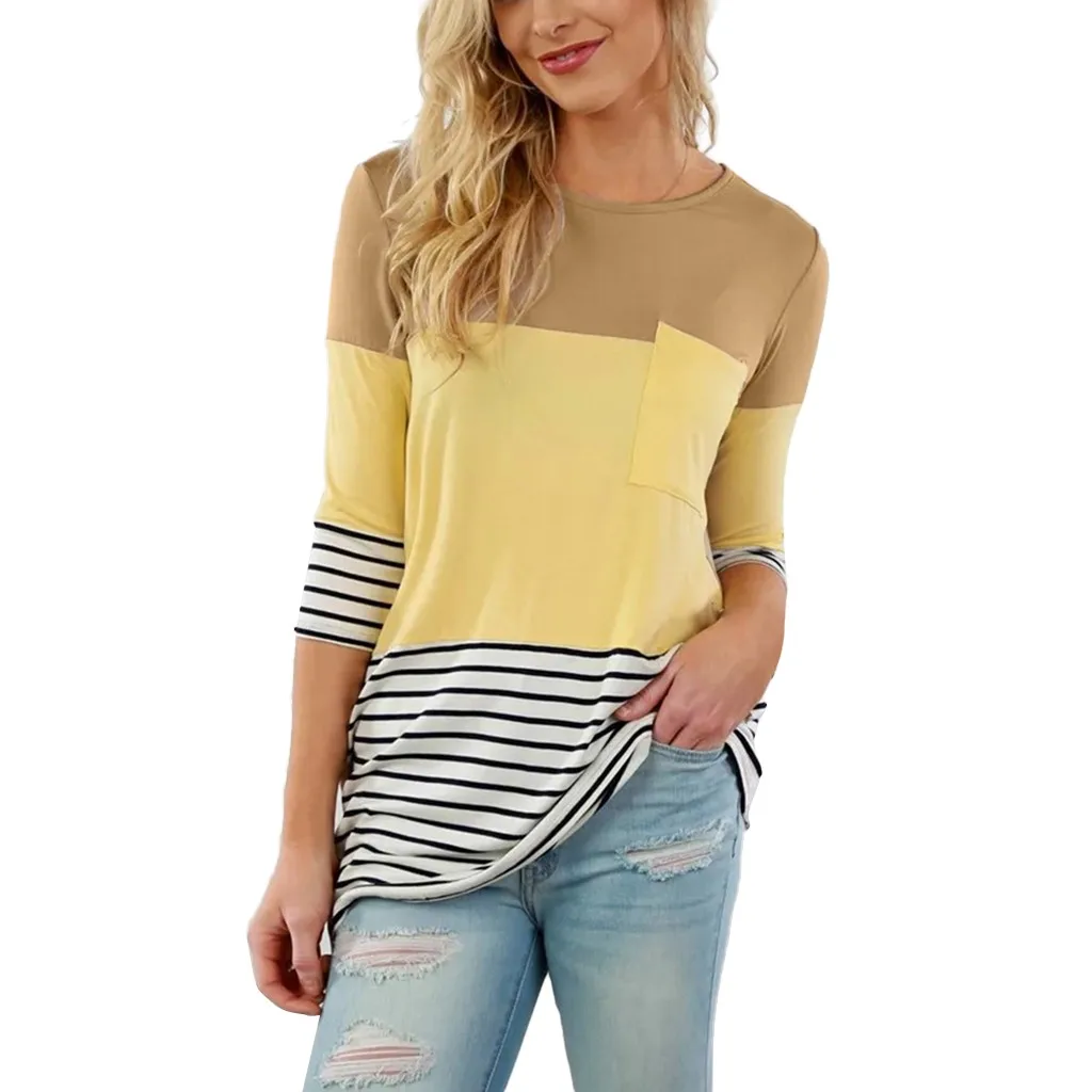 Mode Schwangere Frauen Nähte Farbe Stillen Pflege T Shirts Beiläufige Lose Langarm T Tops Für Mutterschaft – Detail 22