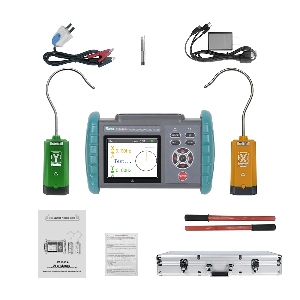 FUZRR ES2080A+ Wireless High Voltage Phase Detector Phase Sequence Meter Multifunction Phasing Sticks