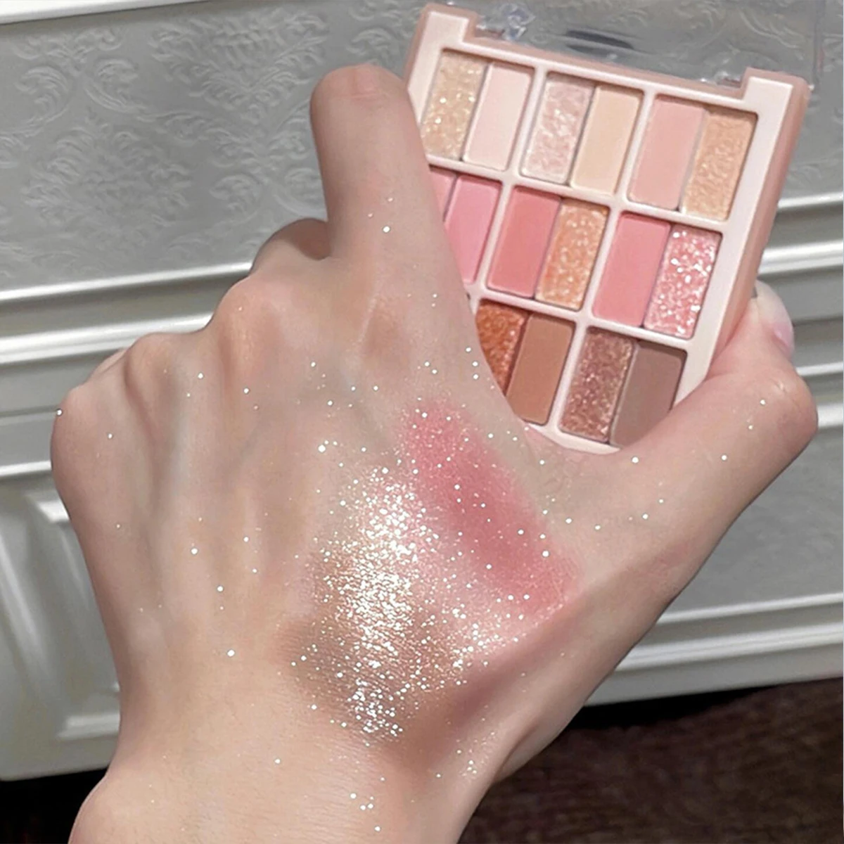 Paleta de sombras de ojos de 18 colores, sombras de ojos con purpurina nacarada, paleta de sombra de ojos brillante, maquillaje Pigmentos cosméticos