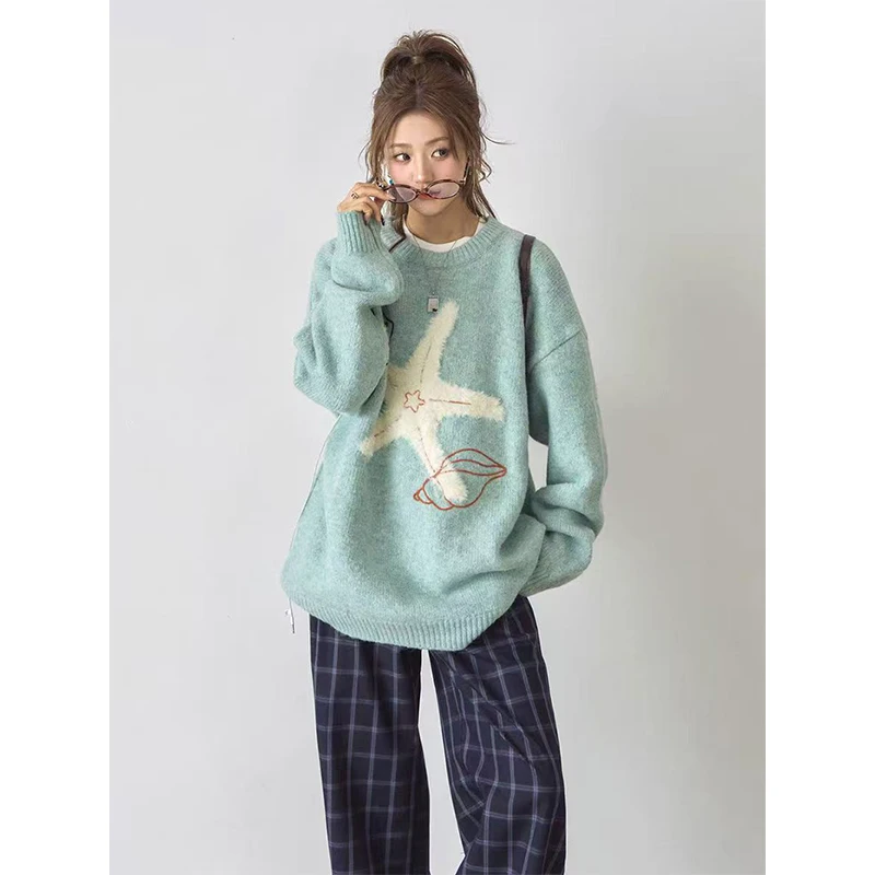 

MEXZT свитер с принтом Харадзюку, женский уличный черный вязаный пуловер, корейский модный трикотаж с длинными рукавами, зимние свободные джемперы