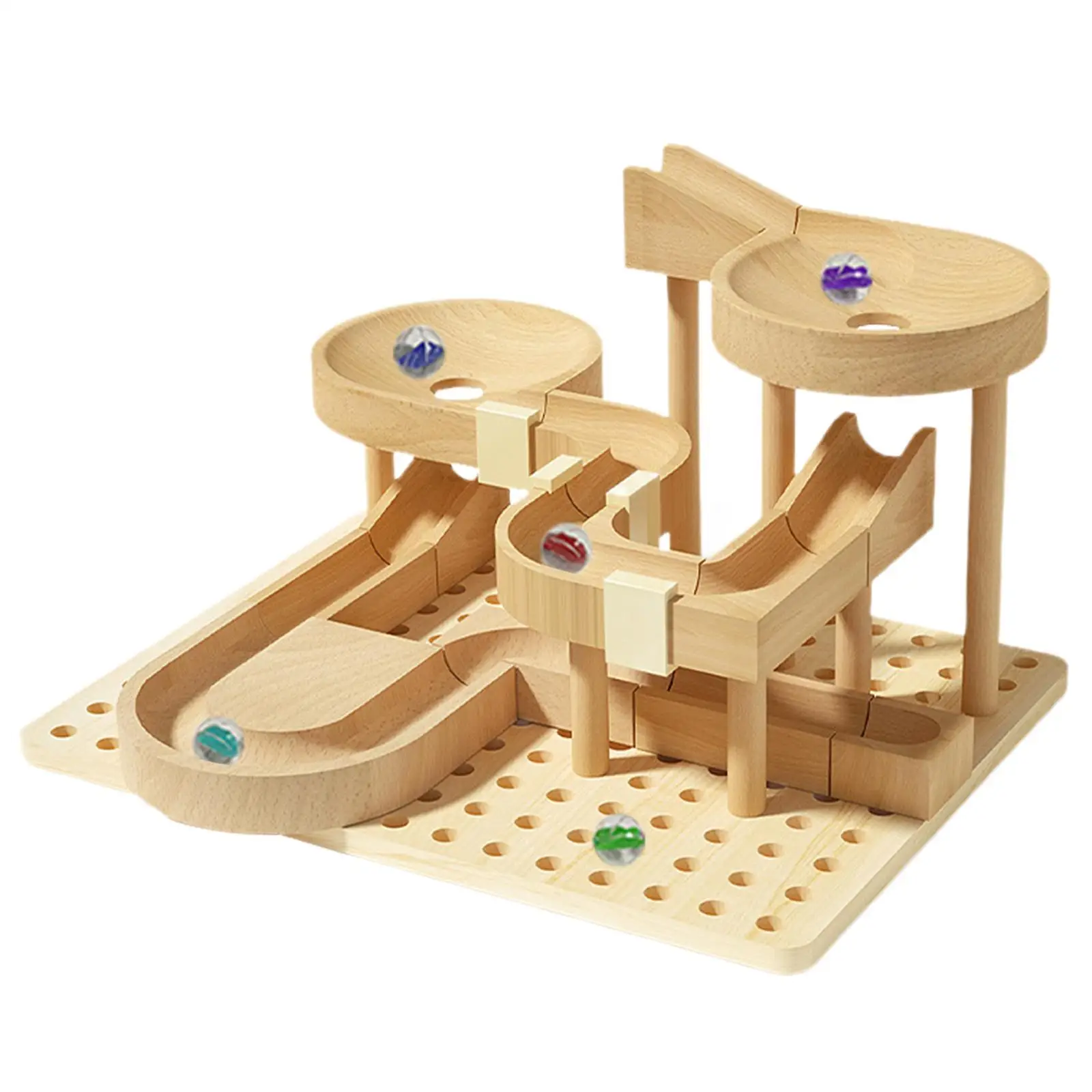 DIY Wooden Track Marble Toy DIY Building Kits Crafts Brain Teaser Castle Track Marble Run 3D Wooden Puzzle for Birthday Gift