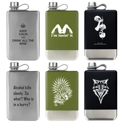 9 Oz Black Silver Green Stainless Steel Hip Flask Custom LOGO Vodka Whiskey Wine Bottle Alcohol Flagon Smoking Gift Man Husband