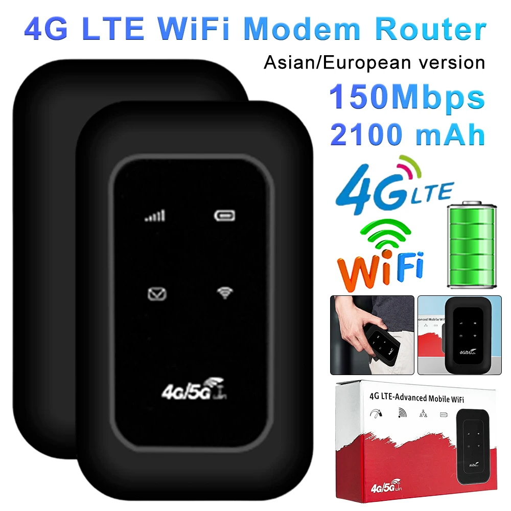 Portable WiFi Router 4G LTE Router with SIM Card Slot High Speed Wireless Modem Pocket Hotspot WiFi Router for Home Travel WiFi