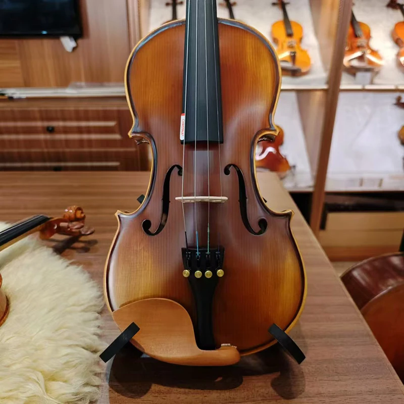 CHRISTINA Violin V02 for Beginner Dark Retro/Red Glossy Solid Spruce Maple Available in 4/4-1/8 Sizes with Bow Canvas Case - view 3